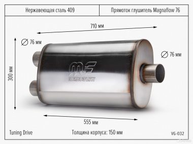 Прямoток глушитeль Мagnаflоw 76 сдвоенный
