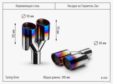 Насадка на Глушитель обожжённая двойная пара 2 шт