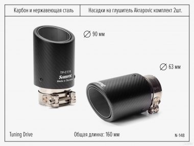 Насадки карбоновые на глушитель Akrapovic Style 63