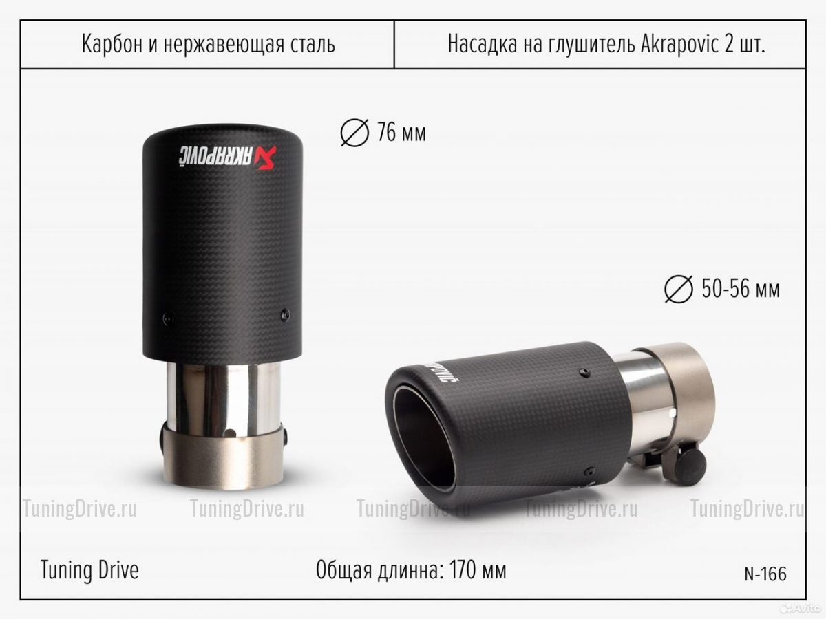 Насадки карбоновые на глушитель Akrapovic Style 76