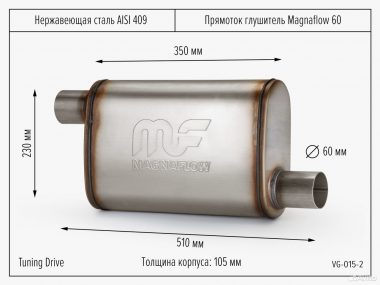 Прямоток глушитель Маgnaflоw 60 со смещeнием